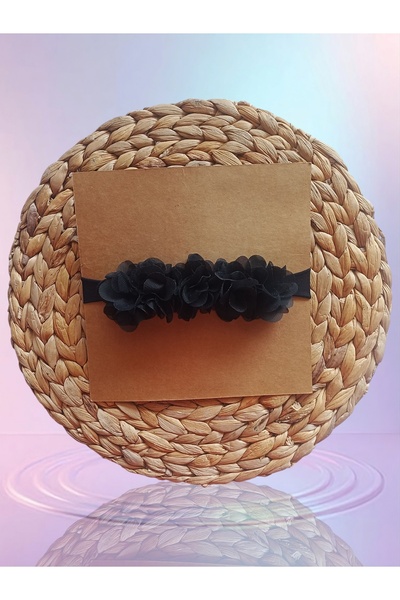 Asa Bebek Çocuk Kız Bebek Siyah Çiçekli Saç Bandı Bebek Iz Yapmaz Saç Bandanası