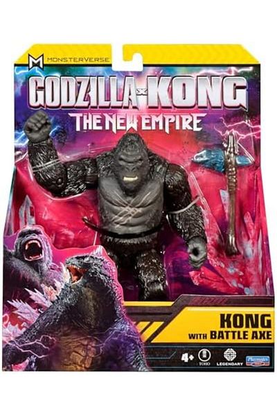 Playmates Kong with Battle Axe Action Figure, Godzilla x Kong The New Empire, 15cm, Black, Unisex, 4