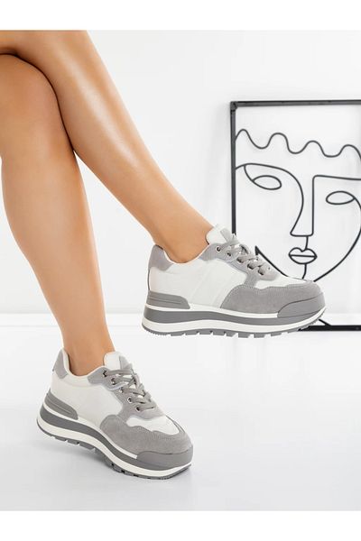 Pantoful Women's Sports Shoes Made of Genuine Leather 5WZ13 Grey