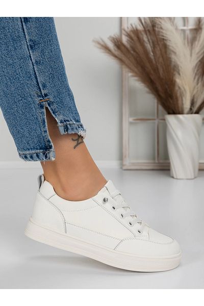 Pantoful Women's Sports Shoes Made of Genuine Leather 5WZ6 Beige-White