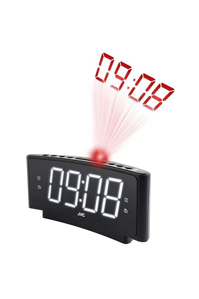 JVC RA-E314B clock radio, FM, alarm, projection, 10 station memory, black