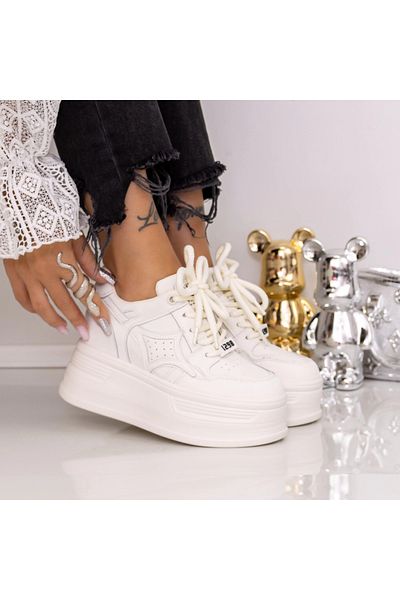 mei Women's Platform Sneakers 717-8 White
