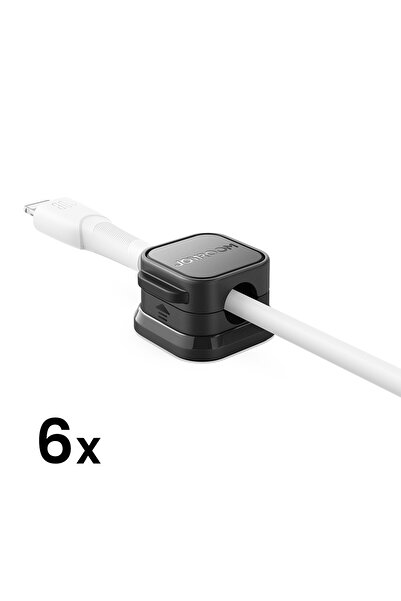 Joyroom Organizer uchwyt do kabli przewodów magnetyczny samoprzylepny ZESTAW 6szt. - czarny