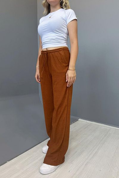 COOL TARZ Women's Jacquard Casual Lace-Up Trousers - Mustard