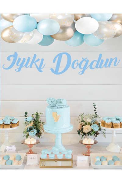 BatıDoğu Μπλε καλλιγραφικό πανό για τα γενέθλια
