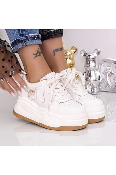 mei Women's Platform Sneakers 995-1 White