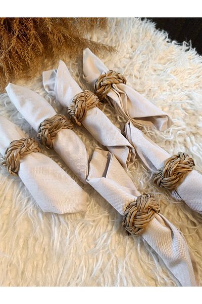 Paganca 6-Piece Natural Straw Napkin Ring / Ring