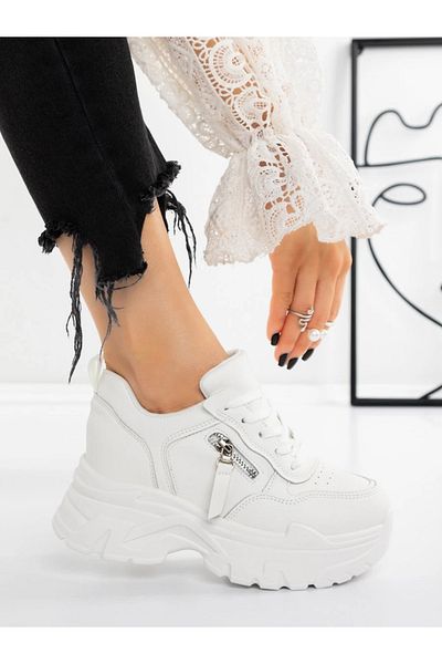 mei Women's Platform Sneakers 5WL52 White