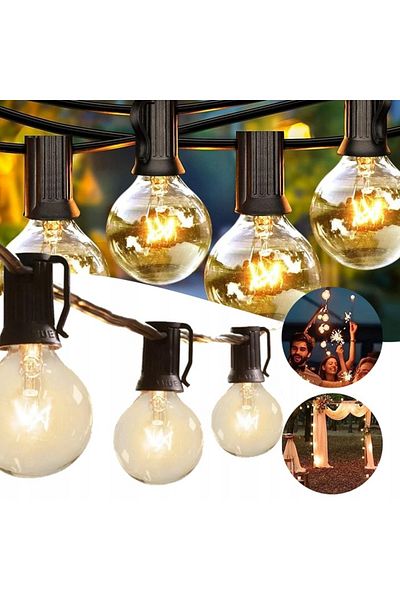 Azaris LAMPĂ DE GRĂDINĂ SUSPENSABILĂ GHIRLANDĂ PENTRU GRĂDINĂ LUNGĂ 30M 30 BECURI DECORATIVE