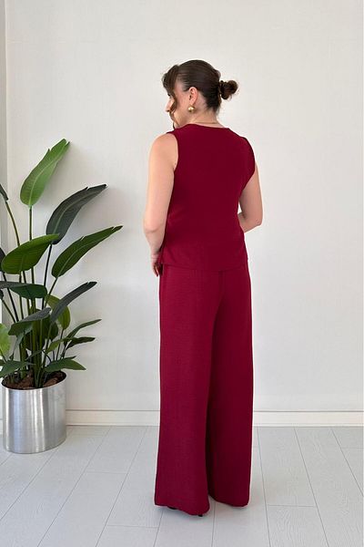 MaziButik Wrap Tie Double Suit Claret Red