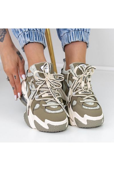 mei Women's Platform Sneakers B99915-1 Grey