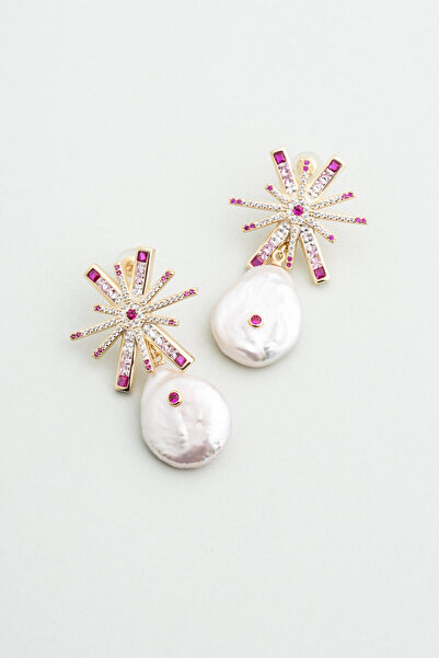 So CHIC... İnci Yıldızı 18 Ayar Sarı Altın Kaplama Gümüş Küpe