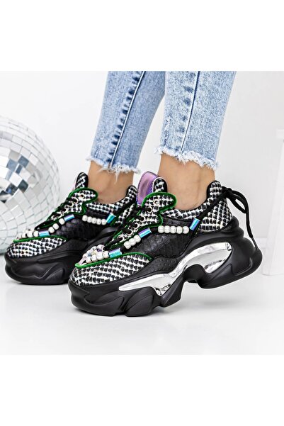 mei Pantofi Sport Dama cu Platforma 3WL73 Negru