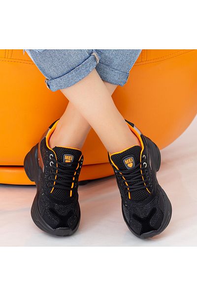 mei Women's Platform Sneakers SZ231 Black-Orange