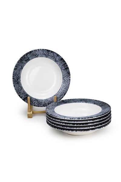 Edessa Ceramic Ginko 22Cm Round Soup Plate, White (Set of 6)