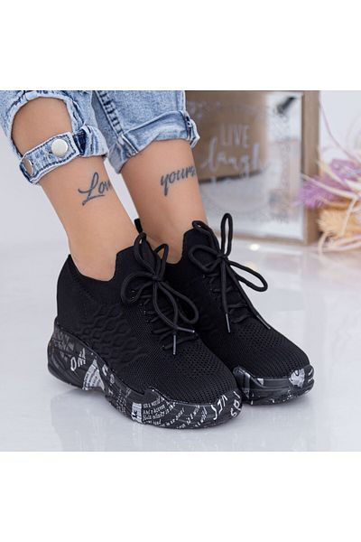 mei Women's Platform Sneakers WL172 Black