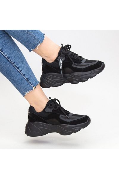 mei Women's Platform Sneakers SZ259 Black