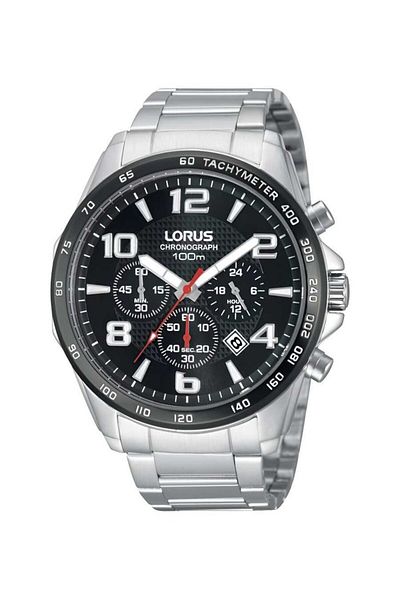 Lorus ساعة يد رجالية RT351CX9 كوارتز ستيل رمادي أسود 1O ATM 43 ملم