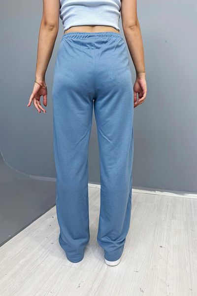 Tarz Cool Pantaloni de sport largi, albastru, cu 2 fire, pentru femei