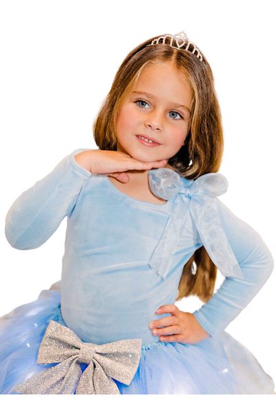 fustite cu luminite Elsa Bleu Soft Velvet Long Sleeve Blouse - 10-12 years (140-152 cm)