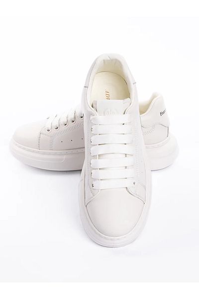 advancer Men's Sports Shoes Made of Genuine Leather 86696 White