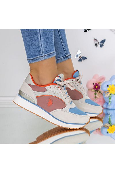 U.S. Polo Assn. Pantofi Sport Dama FEY005 Albastru deschis-Roz U.S.POLO ASSN
