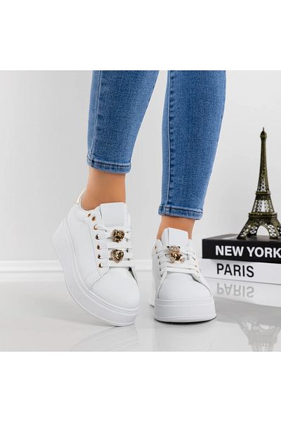 Givana Women's Platform Sneakers 88-117 White-Gold