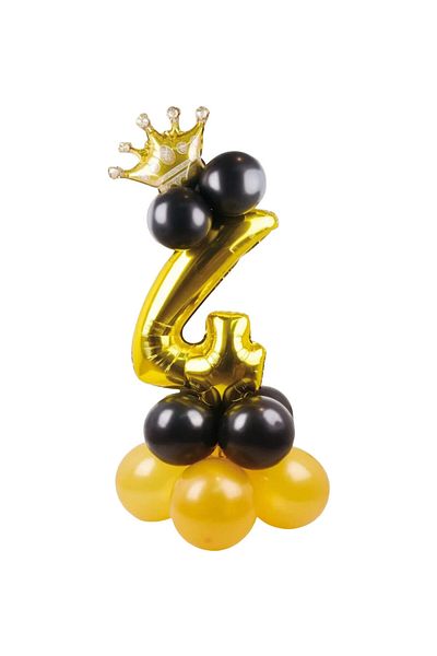 PARTY GO birthday balloon, number 4, foil/latex, gold, 115 cm