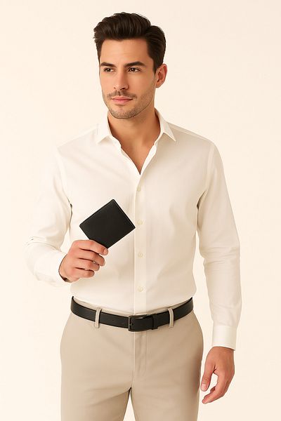 Çantacım Men's Belt and Men's Wallet Set Genuine Leather Black