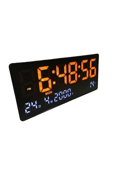 BLA BLA FOAM LED Wall/Table Clock, Digital 36x15 cm White and Orange Light with Alarm