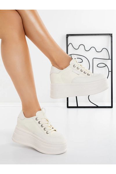 Pantoful Women's Platform Sneakers 5SJN6 White