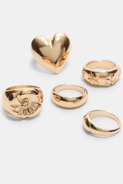 Stradivarius Set of 5 flower and heart rings