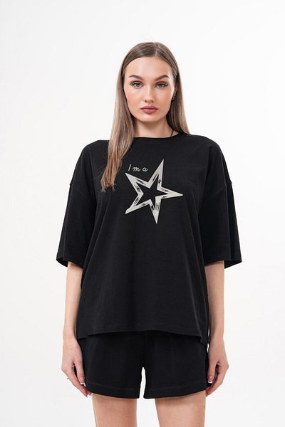 JANSO GROUP -Men's Cotton Printed Star Short Sleeve Tshirt Oversize Big Size