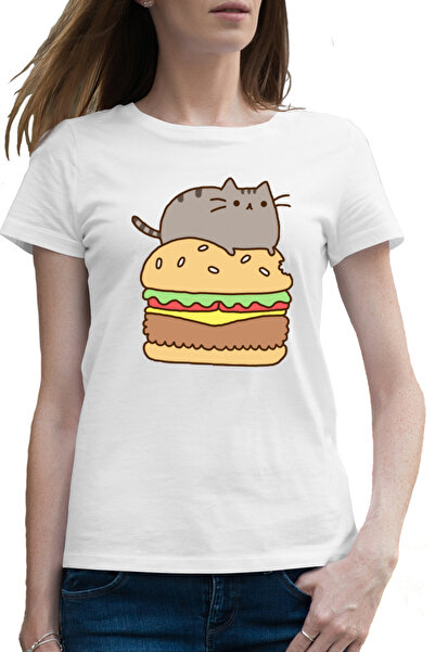 OEM Tricou femei Pusheen Cat Hamburger Pisica Miorlaila Miau