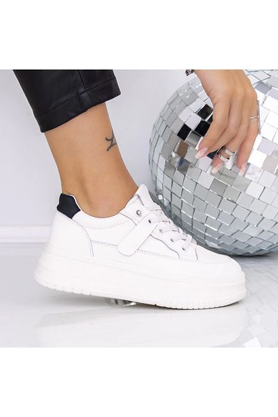 mei Women's Platform Sneakers T8A675-8 Black-White