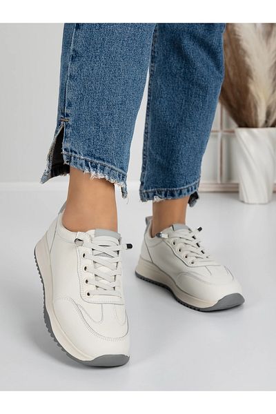 Pantoful Women's Sports Shoes Made of Genuine Leather 5WZ12 White