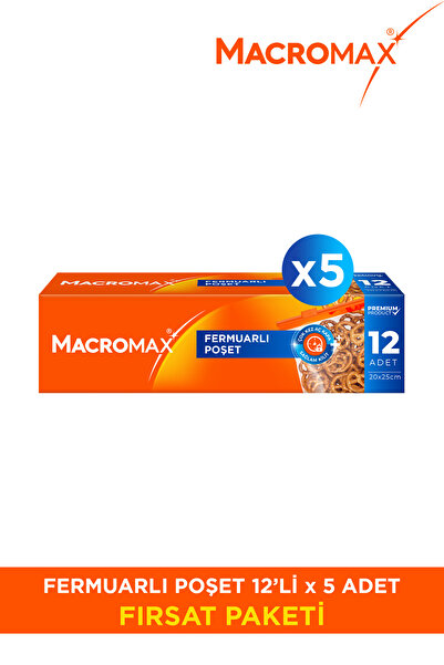 MACRO MAX Fermuarlı Poşet - 12 Li X 5 Adet Avantaj Paket