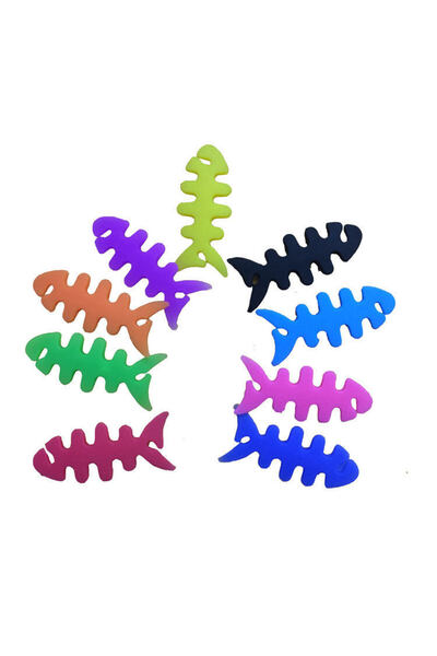 Hurtel Organizator de cablu pentru căști în formă de pește, alb