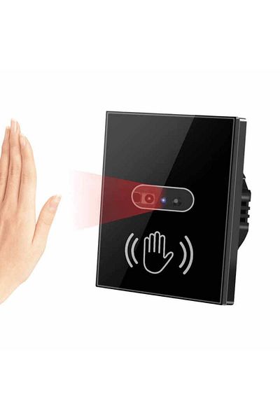 OEM Smart Switch with Infrared Sensor 10A, Motion Activation, Touch-Free, Tempered Glass Panel, Wall Int