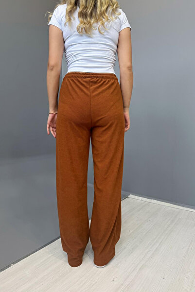 Tarz Cool Women's Jacquard Casual Lace-Up Trousers - Mustard