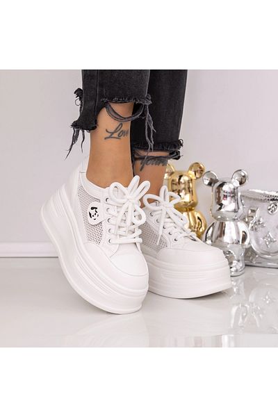 mei Women's Platform Sneakers 717-31 White