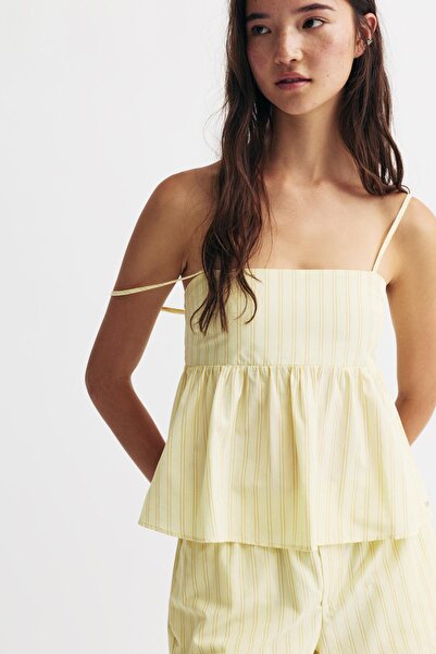 Pull & Bear Poplin çizgili askılı üst