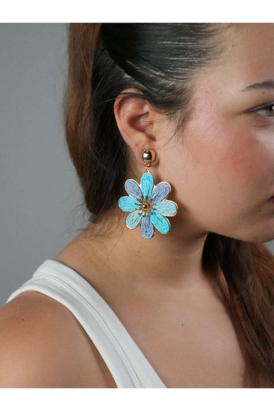 Sumen Butik Flower Symbol Gold Detailed Dangle Summer Earrings