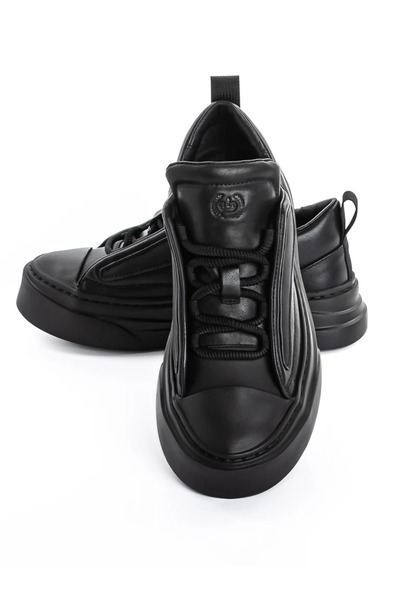 advancer Ανδρικά αθλητικά παπούτσια από γνήσιο δέρμα 9218 μαύρο