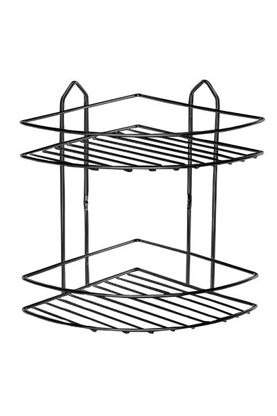 flores Bathroom shelf, metal, corner, two shelves, matte black, A24202S, 210 x 210 mm