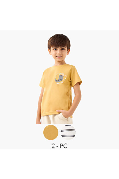 Juniors Printed T-shirt with Short Sleeves and Crew Neck - Set of 2