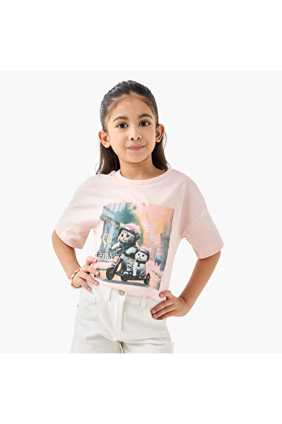 Juniors تي شيرت بطبعة جرافيكية ورقبة دائرية وأكمام قصيرة