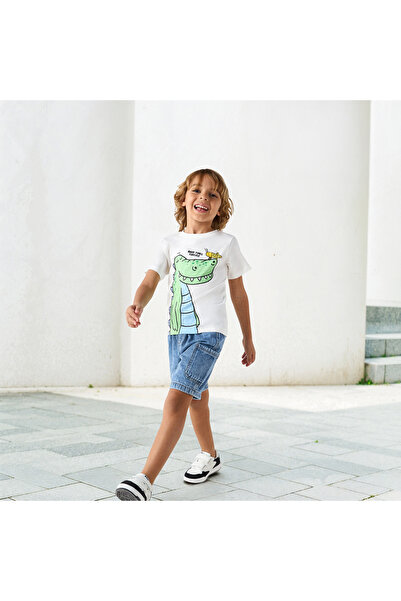 Juniors Printed T-shirt with Short Sleeves