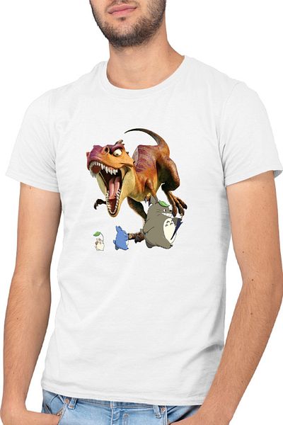 OEM Men's T-shirt Ice Age Totoro Dinosaur T-Rex Ghibli Animation