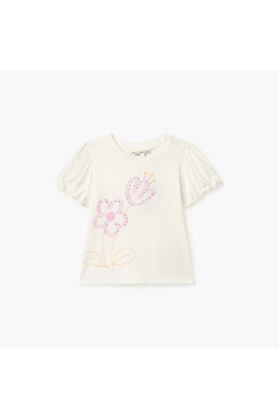 Juniors Printed T-shirt with Short Sleeves